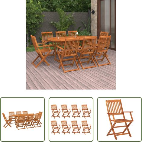 vidaXL Salle à manger extérieur - Ensemble à manger de jardin 9 pcs bois massif d'acacia (1/5)