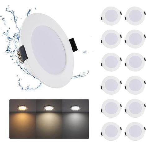 12W Spot LED Encastrable 220V, Lot de 6 Spot Salle de Bain, Blanc Chaud Blanc Neutre Blanc Froid 3000K/4000K/6500K, Spots LED extérieur 120mm pour Cuisine Salon, Rond (1/5)