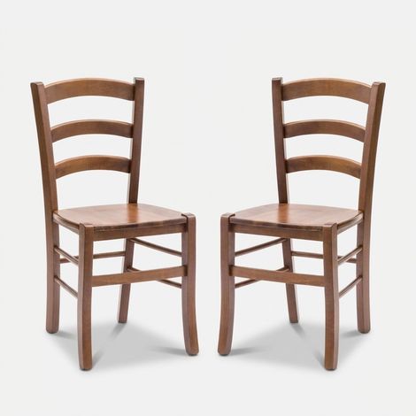 Lot de 2 chaises de salle à manger en bois massif Marika (1/4)
