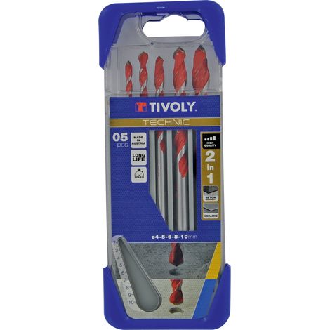 Tivoly • Confezione da 5 Punte 2in1 Beton-Tile Technic contenenti Ø 4-5-6-8-10mm (1/4)