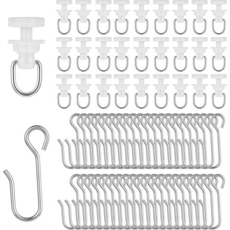 Kit de 200 Crochets pour Rails à Rideaux, 100 Crochets Métalliques, Crochets en s et 100 roulettes pour Tringles à Rideaux, Adaptés aux Tringles à Rideaux, Portes, Fenêtres DT Rideaux de Douche (1/5)