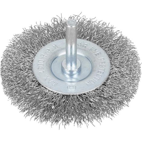 BlueSpot Tools 19222 Flat Steel Wire Wheel Brush 75mm x 6mm Arbor B/S19222 (1/2)