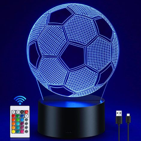 Veilleuse Soccer Kids, lampe 3D Football à illusion d'optique avec minuterie et télécommande, 16 couleurs changeantes, superbe décoration de chambre pour les fans de sport, les tout-petits, les hommes (1/5)