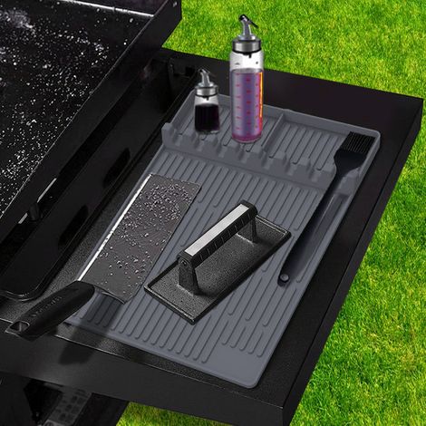 Grill Mat Silicone – Tapis de Grill Anti-Slip pour Outils de BBQ, Résistant à Haute Température (450°F) – Protection et Organisation sur Table de Grill ou Plan de Cuisine, Gris (1/5)