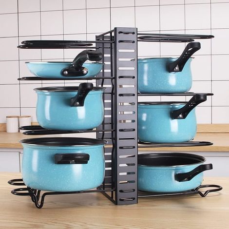 TRADE SHOP - Organizzatore Estensibile Regolabile Per Pentole Padelle A 8 Livelli Organizer Cucina -