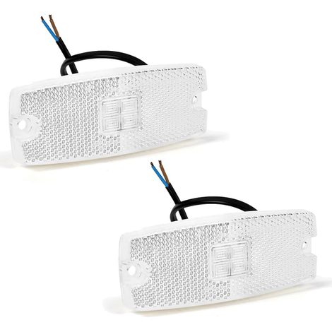 2 x Feux de Gabarit LED Blanc Feux de Position Latéral Position Avant de Camion Lampes Indicateurs avec Réflecteur pour Remorque Van Caravane un Camion 1030V Approuvé ECE (blanc) (1/4)