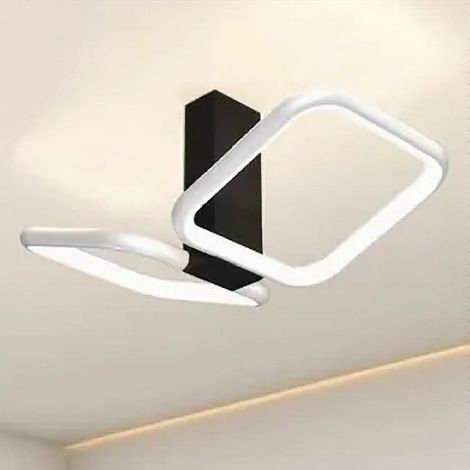 TrAdE Shop Traesio - Plafoniera Led 20w 2 Quadrati Bianco Design Moderno Lampadario Da Soffitto 50568 - (1/5)
