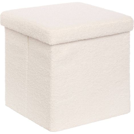 Pouf pieghevole jaiko white bouclette 38x38cm - Atmosphera créateur d'intérieur