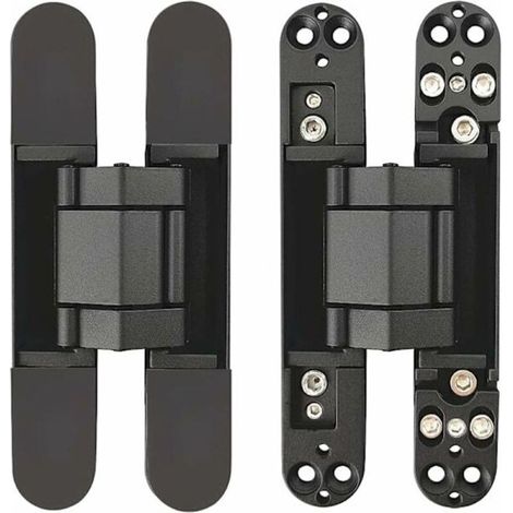 Unsichtbare Türscharniere, robuste und verstellbare 3D-Scharniere – Schwarz – 1 Paar (1/5)