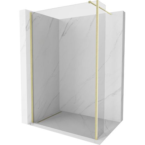 Mexen Kioto Duschwand Walk-in 105 x 40 cm, transparent, gebürstetes Gold - 800-105-212-55-00-040