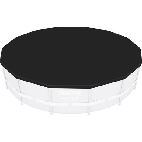 Bâche de piscine ronde 396 cm PVC durable 170 g/m² Trous de drainage pour évacuation Compatible piscines hors-sol (1/5)