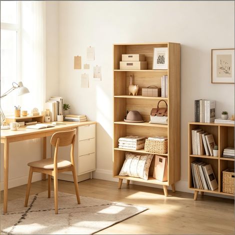 Étagère de rangement autoportante, bibliothèque debout, étagère de cuisine à 5 compartiments, meuble de stockage au sol, rayonnage stable sans fixation. (1/5)