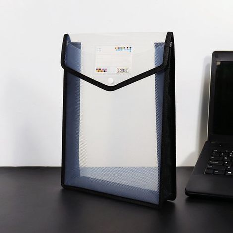 Cartelle portadocumenti in plastica, formato A4, cartella espandibile con chiusura a scatto, formato A4, cartella espandibile con tasca per etichette, 2 pezzi (1/2)