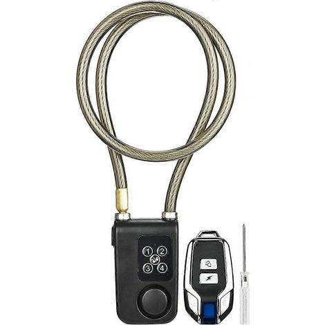 Fahrradschloss mit Fernbedienung, Diebstahlalarm mit Vibrationsfunktion, 79 cm Kabellänge, IP55 wasserdicht (1/5)