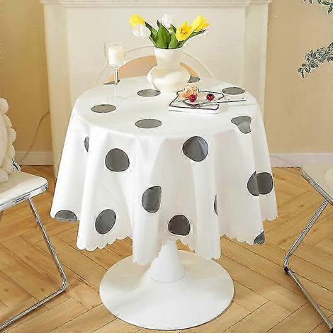 Nappe ronde imperméable, résistante à l'huile et lavable pour tables basses et nappes anti-poussière (1/5)
