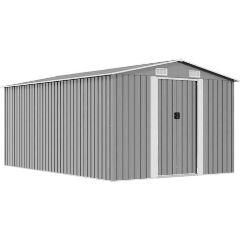 Abri de jardin remise pour outils,Cabane Remise de Jardin pour Stockage 257x392x181 cm Métal Gris - FR55644 (1/5)
