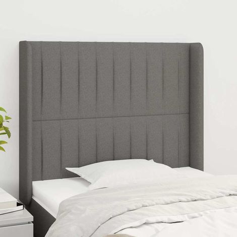 vidaXL Cabecero con orejas de tela gris oscuro 83x16x118/128 cm (1/5)