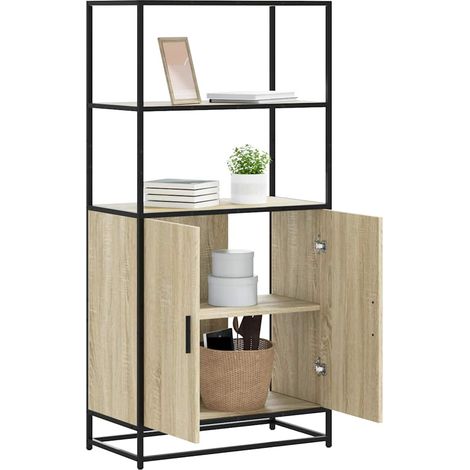 Highboard Sonoma-Eiche 68x35x139 cm Holzwerkstoff und Metall