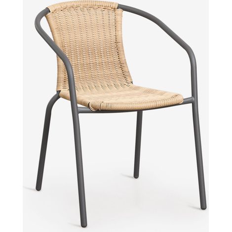 Set di 4 sedie da pranzo impilabili con braccioli in acciaio e rattan sintetico Kalymana SKLUM            