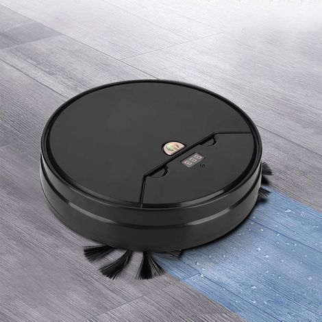 Aspirateur robot, ultra-mince, multifonctionnel, balai intelligent, aspirateur à ventouse pour le nettoyage quotidien à la maison et au bureau (noir) (1/2)