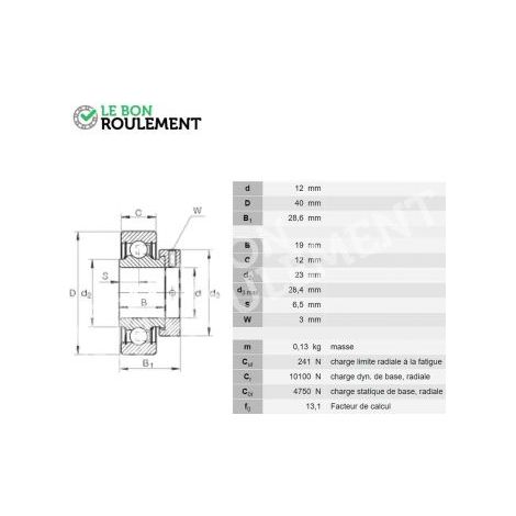 Roulement de palier RAE12-NPP-FA106-INA