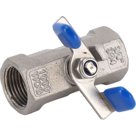 Vanne à bille papillon en acier inoxydable à passage intégral 3/8", vanne à bille monobloc à filetage interne, double filetage interne (1/5)