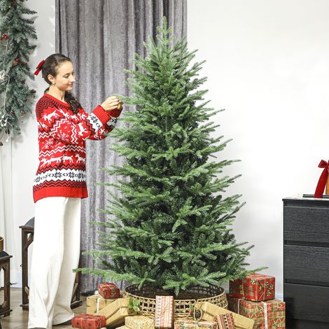 Árbol de Navidad Artificial 180 cm con 1794 Ramas y Soporte Metálico Plegable Fácil Montaje para Salón Interior Verde (1/5)
