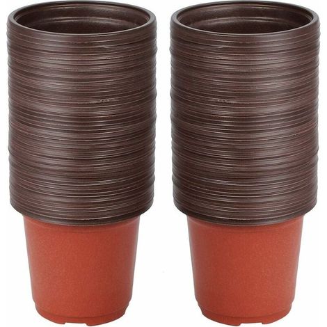 Petits Pots De Plantes, 100 Pièces Pots De Semis En Plastique Réutilisables / Pots De Pépinière, Pots De Plantes Ronds / Pots De Transplantation / Pots De Plantation Pour La Plantation Intérieure Et E (1/5)