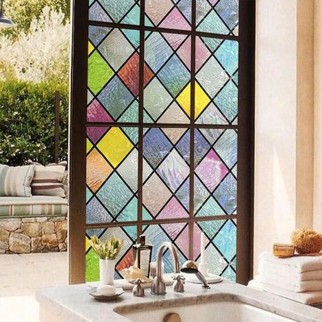 3D rainbow privacy film for glass doors, decorative stickers, window sun protection film, 45 x 200 cm (1/4)