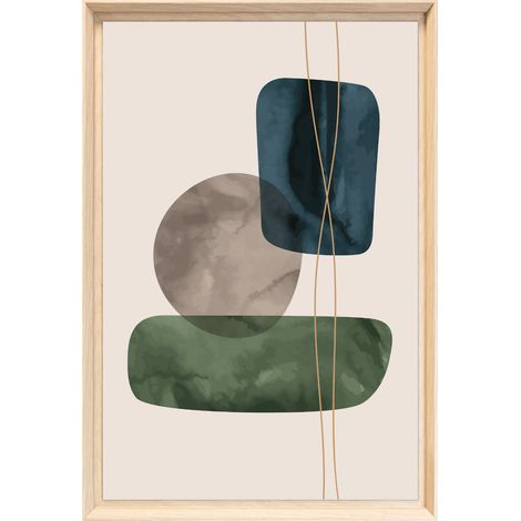 Tableau mural encadré galets abstraits zen 40x60 cm - Tableau Mural Décoratif - Image Encadrée Imprimée en HD - Impression 40x60 cm sur Fibres de Bois FSC - Finition Mate - Fabriqué en France (1/5)