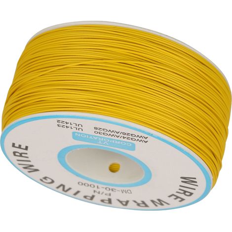 1 Rouleau Fil de Cuivre Monobrin 30AWG Câble 0,25mm Âme Jaune pour Bricolage et Réparation Électronique (1/5)
