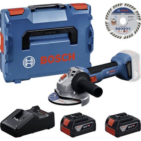 Bosch Akku-Winkelschleifer-Set GWS 18V-8 + Trennscheibe + 2x 4,0 Ah und Ladegerät in L-BOXX