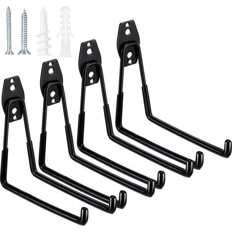 Heavy Duty Garage Hooks for Hanging Tools, Garage Storage Hooks, Utility Wall Hooks for Organizing Garage and Garden Tools (Black) (1/5)