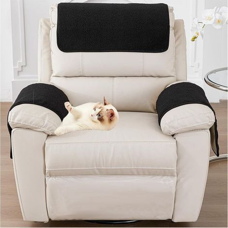 YIJOY Housses d'accoudoirs, protège-accoudoirs en Velours d'agneau avec Poches, antidérapantes, Housse de Fauteuil pour Fauteuil TV, Amovible, Lavable (Noir) (1/5)