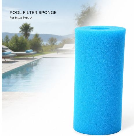 Mousse de Filtre Piscine Compatible Intex Type A en PU Bleu Lavable Réutilisable 20x10x4cm Accessoire Nettoyage (1/5)