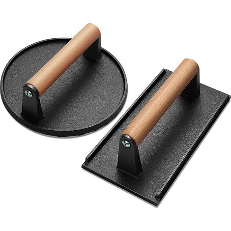 Filiyano-Ensemble de presses à griller double taille pour cuisiniers amateurs, poignée ergonomique en bois, répartition uniforme de la chaleur, presse (1/5)