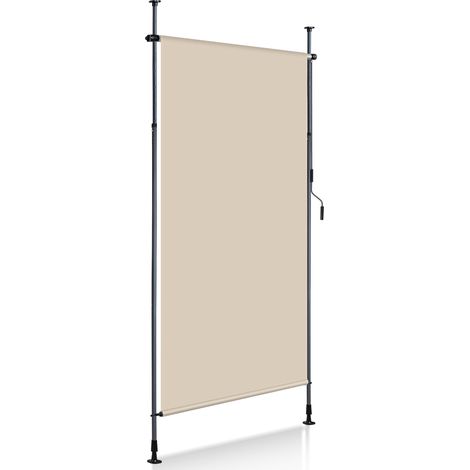 Wolketon Tenda verticale avvolgibile da esterno Protezione 120 x 270 cm anti-UV Tenda da esterno con barre telescopiche senza forature Beige