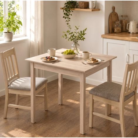 Table de salle à manger 75x75x76 cm en bois couleur naturelle, gain de place pour cuisine FloraGrace (1/5)
