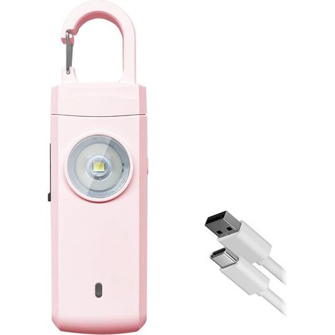 Alarme personnelle porte-clés 130 dB avec flash lumineux, alarme de sécurité portable et signal d'urgence, pour seniors et protection personnelle, rose (1/5)