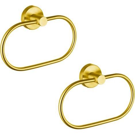 Set of 2 Gold Towel Rings - Modern Wall Mounted Stainless Steel Towel Holder - Bathroom Accessories (1/5)