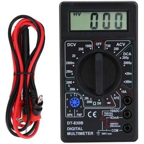 Ammeter, Portable Multimeter, Voltmeter, AC/DC Voltage Test for School for Home (DT-830B Black) A (1/4)