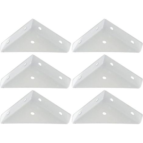 Staffe triangolari in metallo, supporto per tavolo in ferro bianco, confezione da 6, connettori per angoli di mobili, fissaggio di armadi e sedie, leggere. (1/5)
