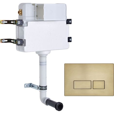 Roper Rhodes In Wall Concealed Cistern and Plaza Square Brushed Brass Dual Flush (1/3)