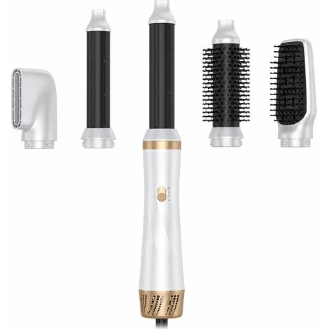 Styler à air chaud 5 en 1 avec boucleur, brosse lissante et sèche-cheveux, blanc, prise UK 240 V (1/5)