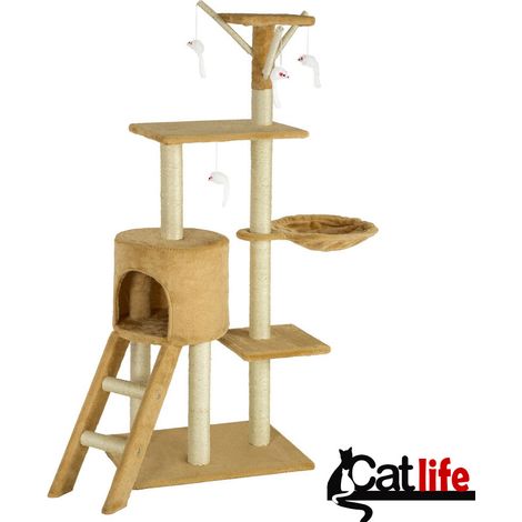 Tiragraffi per Gatti Albero Sisal Parco Giochi Gioco x Gatto Tira Graffi Beige