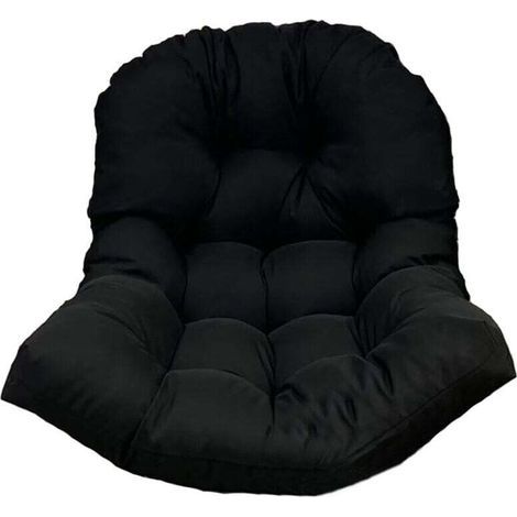 Cojín para mecedora de jardín lavable, funda de asiento para silla colgante interior y exterior negro (No incluye la cuna) (1/4)