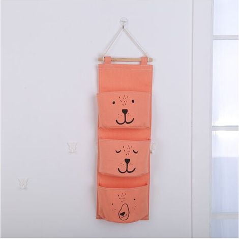 SHINING HOUSE Bolsa colgante, organizador de tres bolsillos, almacenamiento para dormitorio (naranja) (1/3)