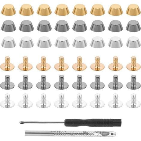 Lot de 26 pieds de sac à main, clous en laiton à tête plate, rivets métalliques, pour la confection de sacs à main en cuir. (1/5)