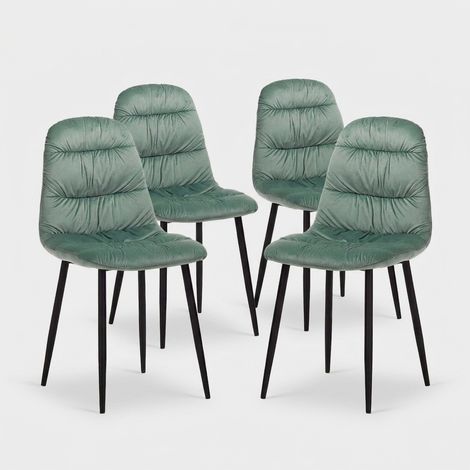 Set 4 sedie imbottite in velluto con gambe in metallo Marta - Verde (1/5)