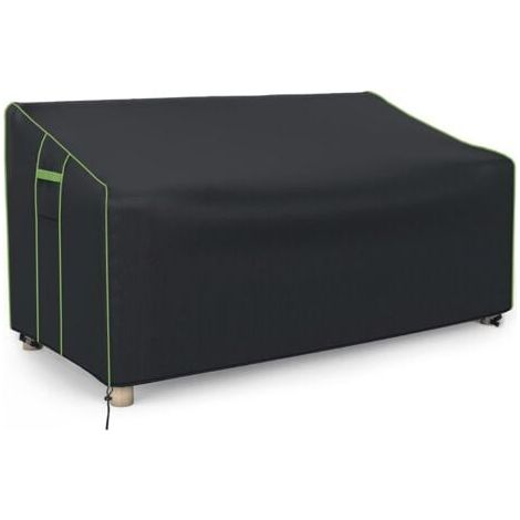 Housse de canapé double, tissu Oxford imperméable enduit d'argent pour extérieur, housse de protection pour meubles d'extérieur anti-poussière et anti-soleil (noir, 137 x 94 x 69/89 cm) (1/4)